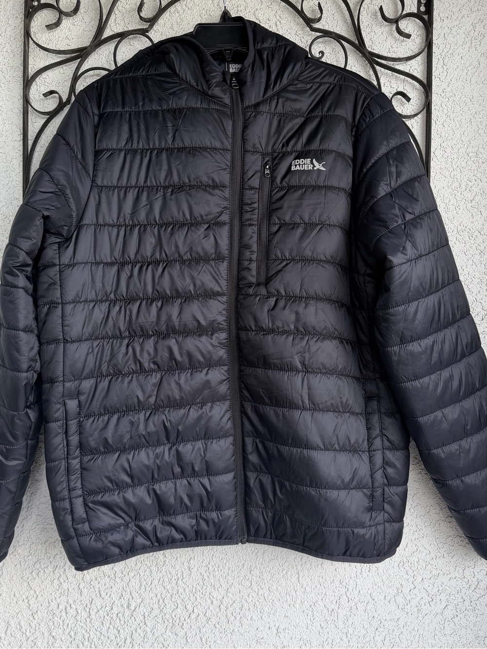 Eddie Bauer Men’s Black Down Quilted  Puffer Jacket